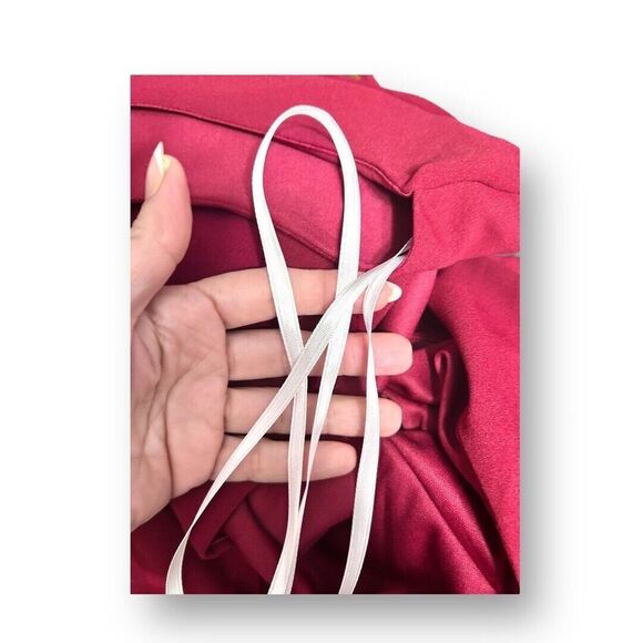 Lulus L Red Bodycon Midi Dress Tie Back Slit Sleeveless Cocktail Wedding Guest - Picture 7 of 9